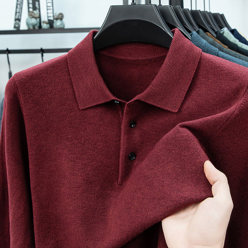 Herren-Strickpullover mit Reverskragen und Thermofutter