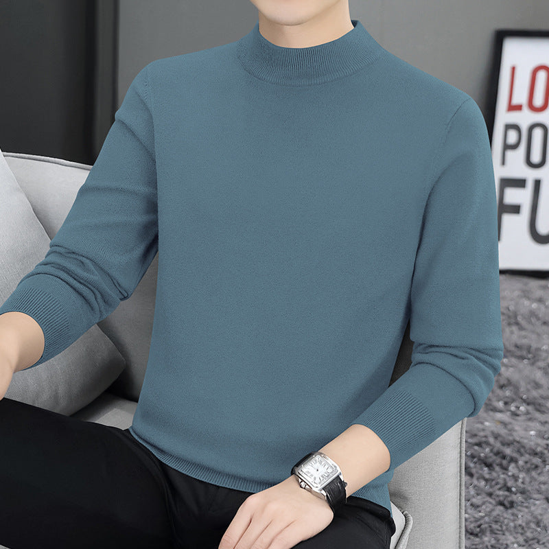 Herren-Strickpullover mit Stehkragen, gefüttert