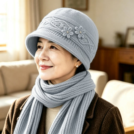 Strickmütze und Schal Set für Damen