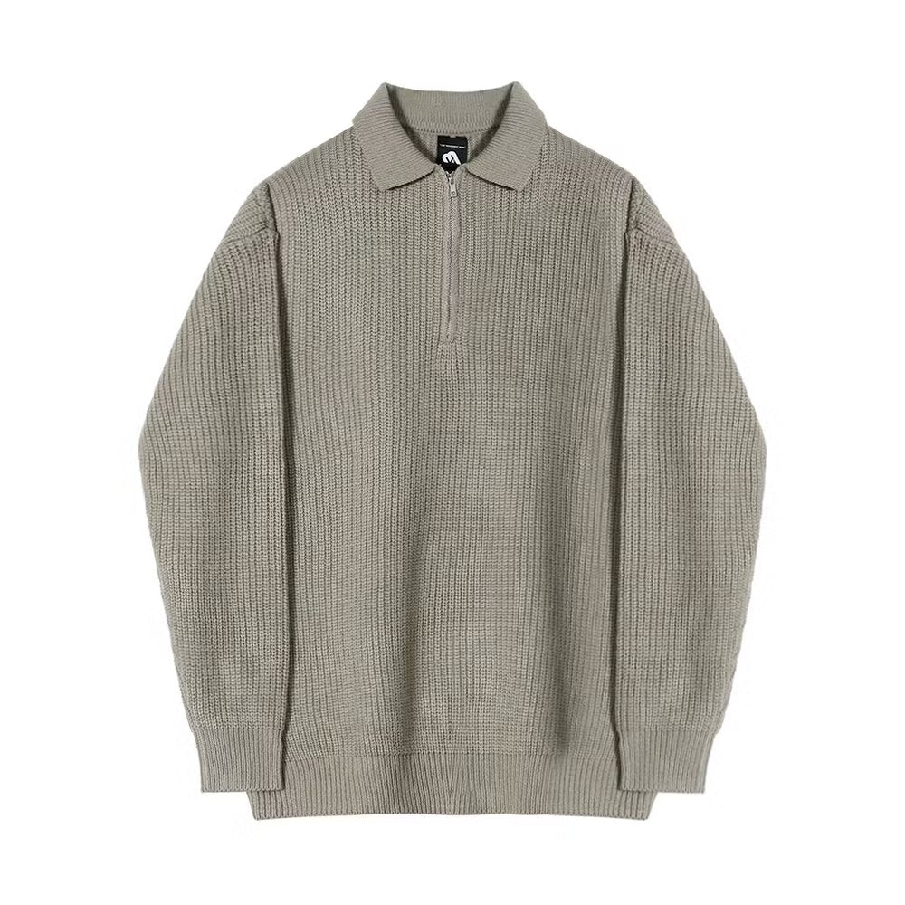 Herren-Strickpullover mit Polo-Kragen und Reißverschluss