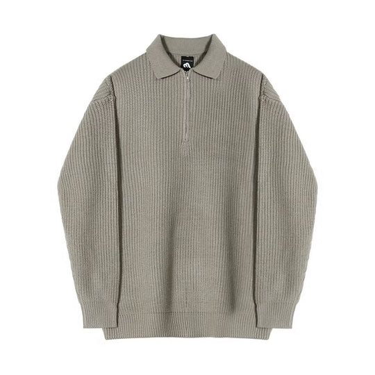 Herren-Strickpullover mit Polo-Kragen und Reißverschluss
