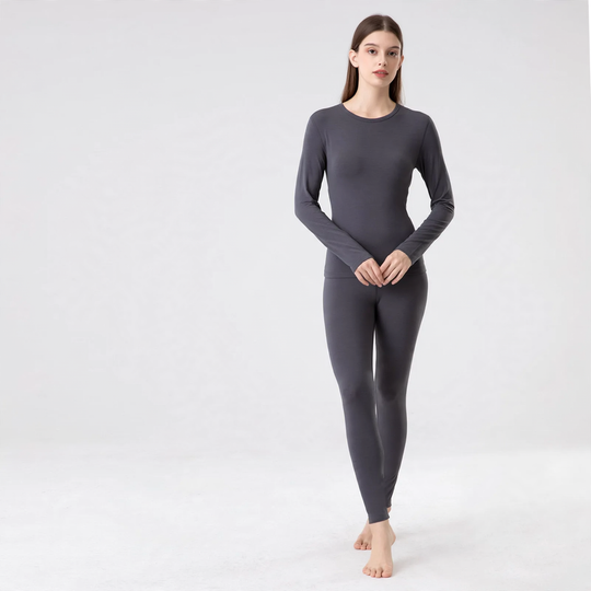 Damen-Thermo-Unterwäsche-Set, Modal, Rundhals, hautfreundlich