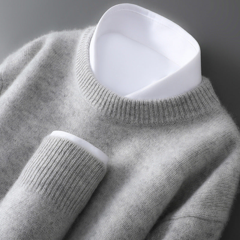 Herren-Pullover mit Stehkragen aus 100% Wolle