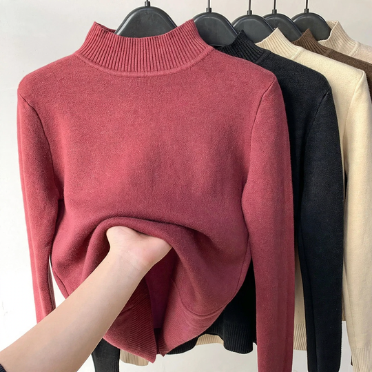 Damen-Rollkragenpullover mit Innenfleece