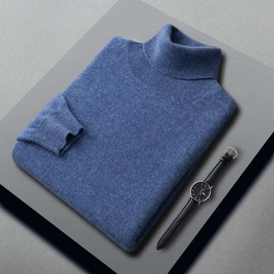 Herren-Kaschmirpullover, hoher Kragen, Business-Casual