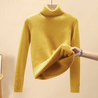 Rollkragen Gelb Fleece-Pullover