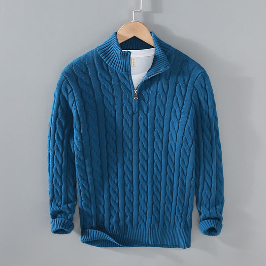 Herren-Strickpullover mit Reißverschluss und Stehkragen