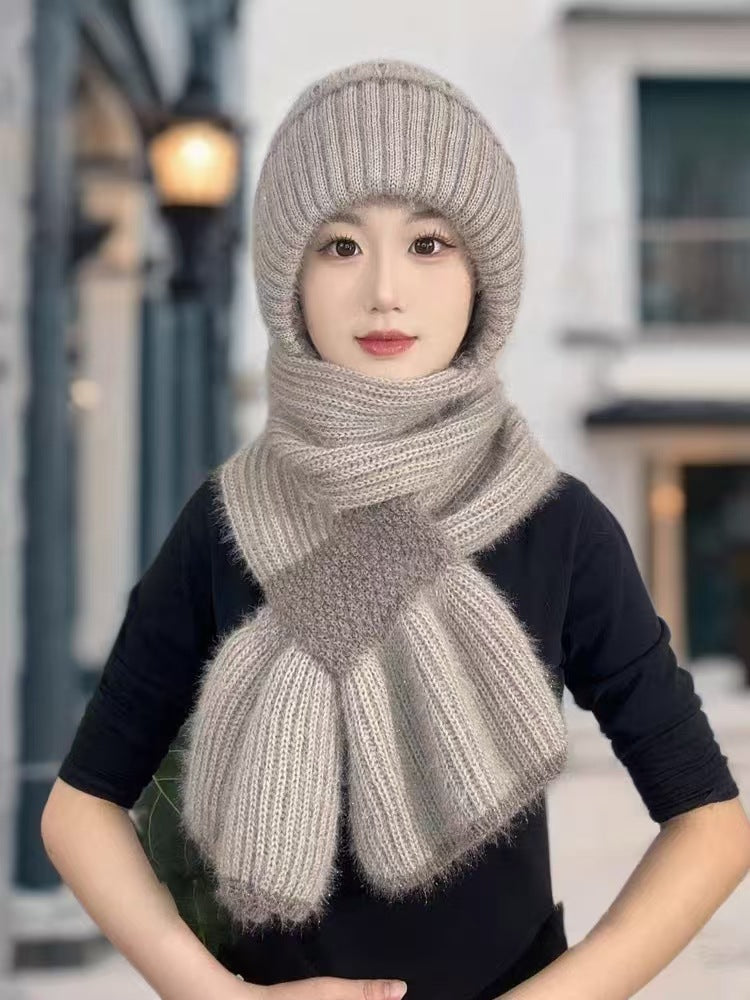 Strickmützen- und Schal-Set, gefüttert, Winter