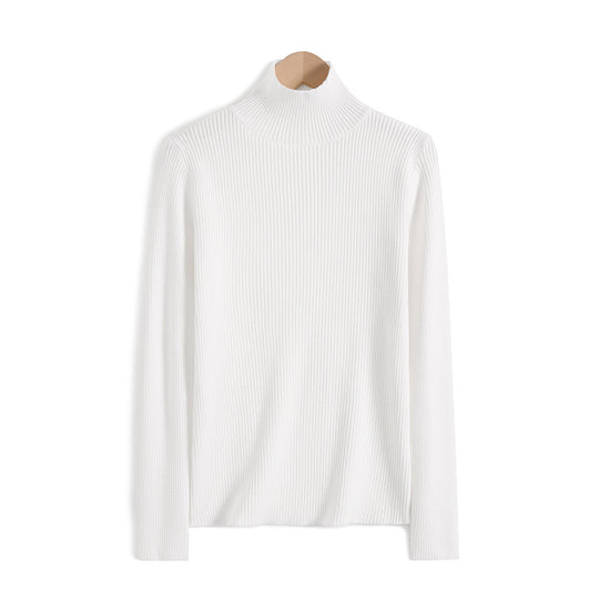 Damen-Strickpullover aus Wolle mit halbem Stehkragen