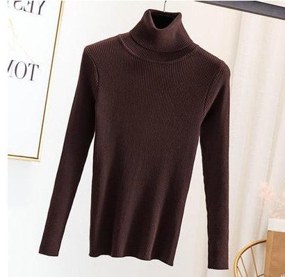Damen-Rollkragenpullover, schmal geschnitten, einfarbig