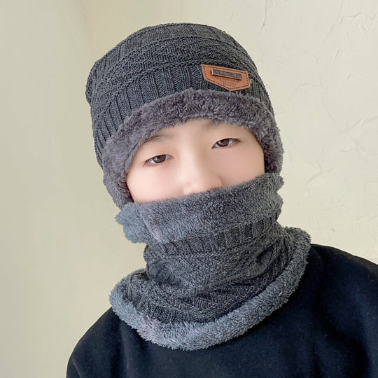 Herren Strickmütze und Schal Set, gefüttert, warm