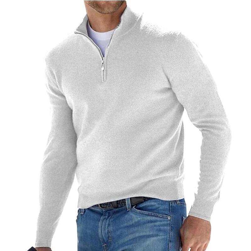 Herren-Langarm-Kaschmirpullover mit Reißverschluss