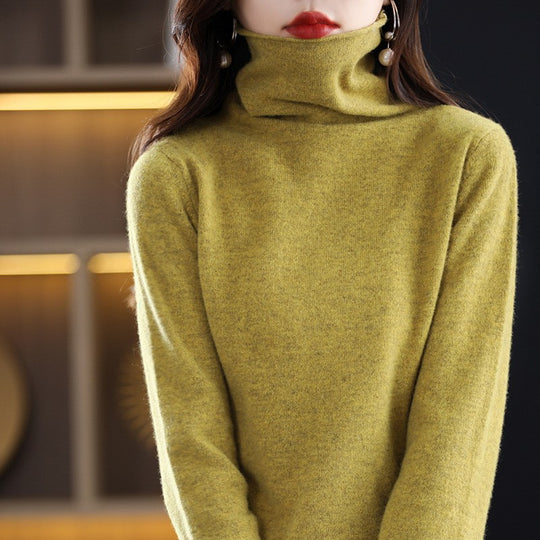 Damen-Wollpullover mit Stehkragen aus reiner Wolle