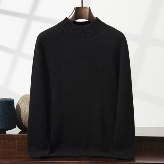 Herren-Kaschmirpullover, Stehkragen, dickes Strickdesign
