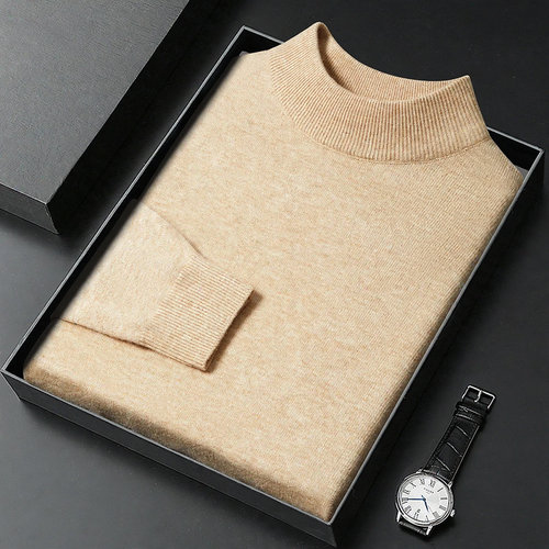 Herren-Strickpullover mit Stehkragen, schlichtes Design
