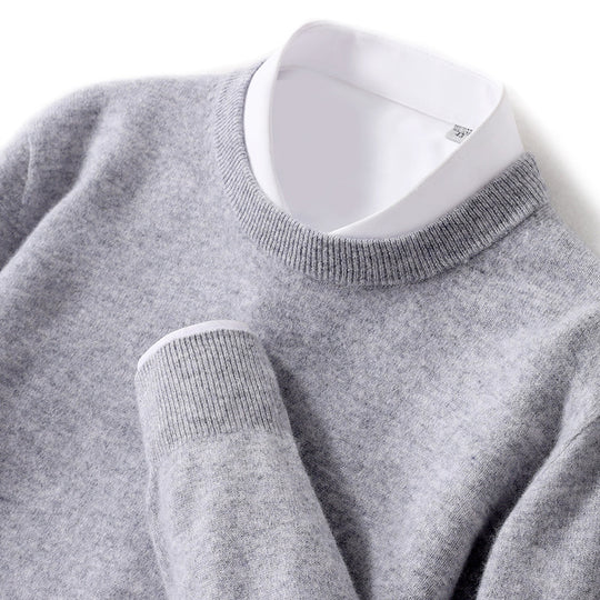 Herren-Wollpullover mit Rundhalsausschnitt