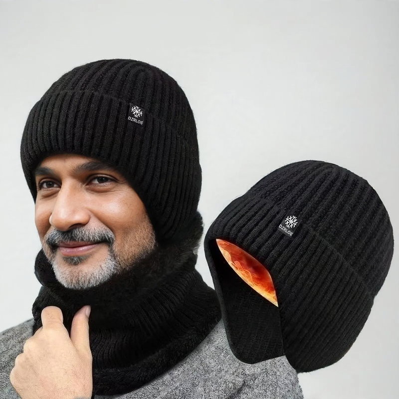 Winter-Strickmützen- und Schal-Set für Herren
