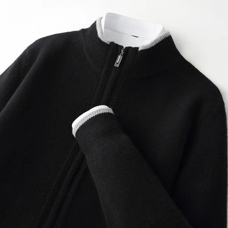 Herren-Strickjacke mit Reißverschluss und Stehkragen