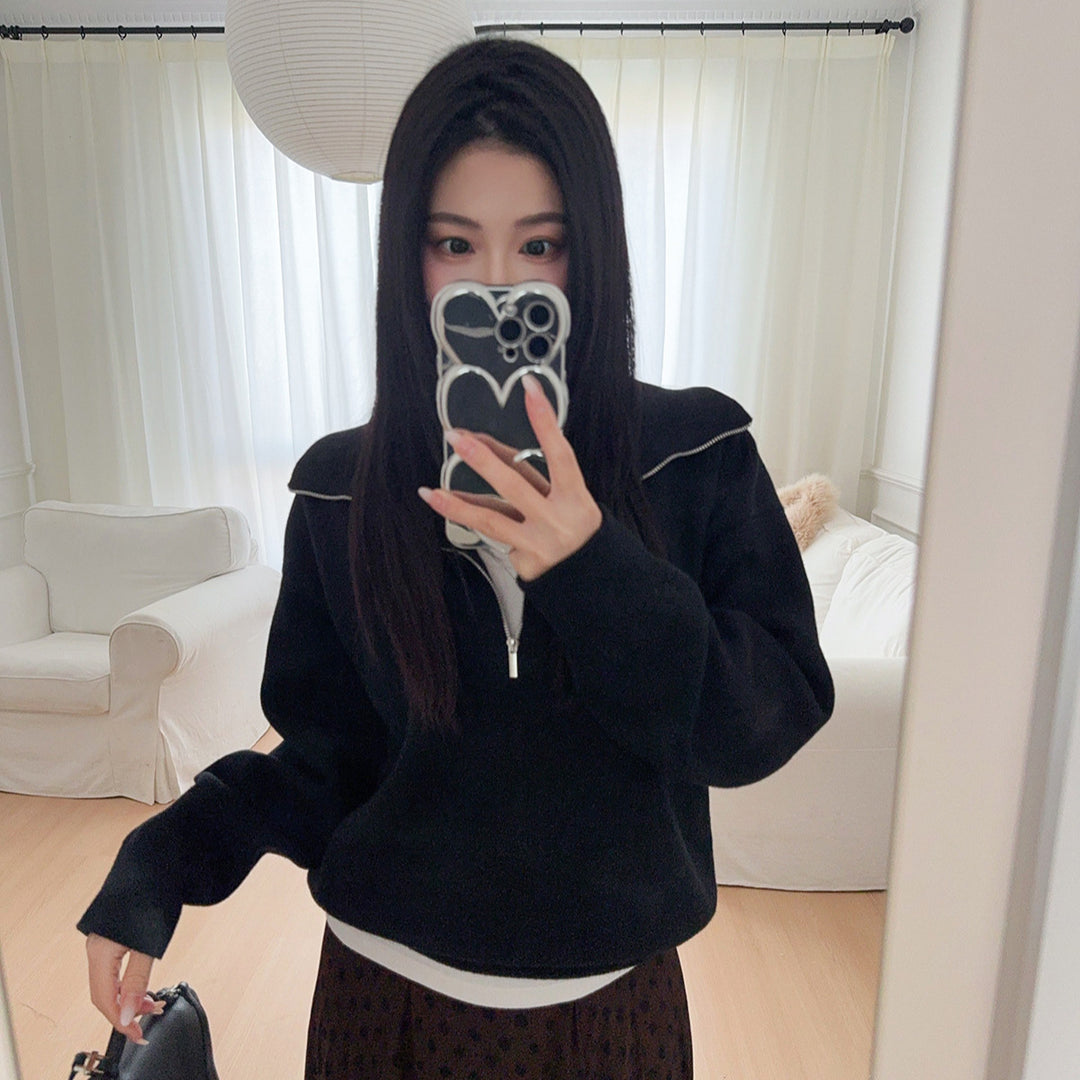 Eleganter Damen-Strickpullover mit Reißverschluss