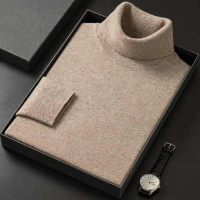 Herren-Wollpullover mit Rollkragen, schlicht und warm