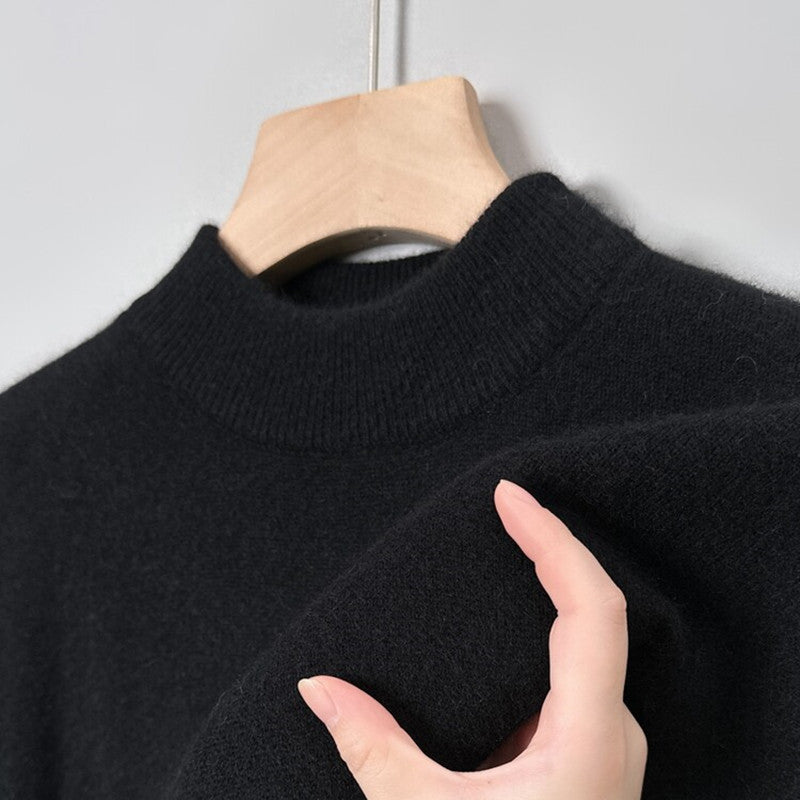 Herren-Wollpullover mit Stehkragen, schlicht und warm