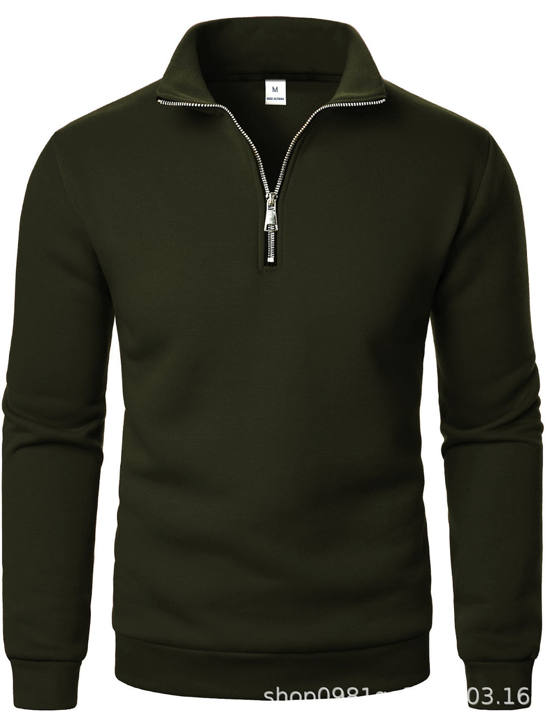 Gefüttertes Stehkragen-Sweatshirt mit Viertel-Reißverschluss