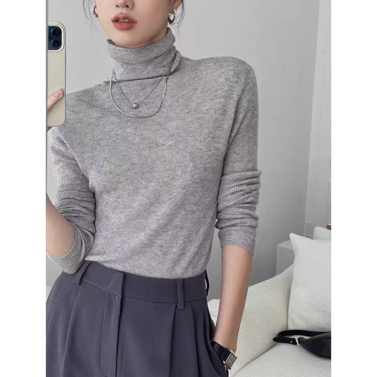 Damen-Kaschmir-Wollpullover, dünn, Stehkragen