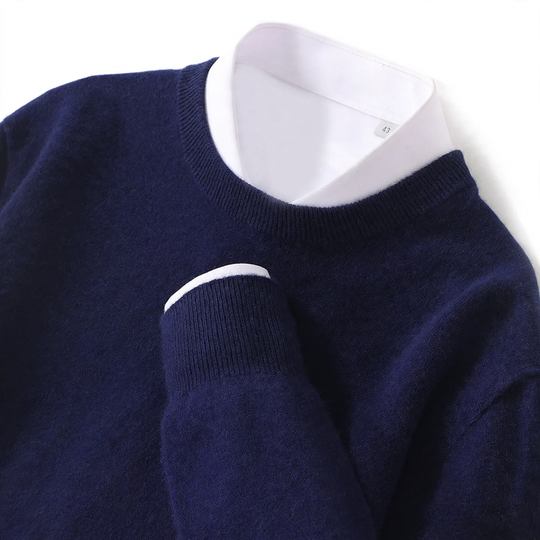 Herren-Wollpullover mit Rundhalsausschnitt