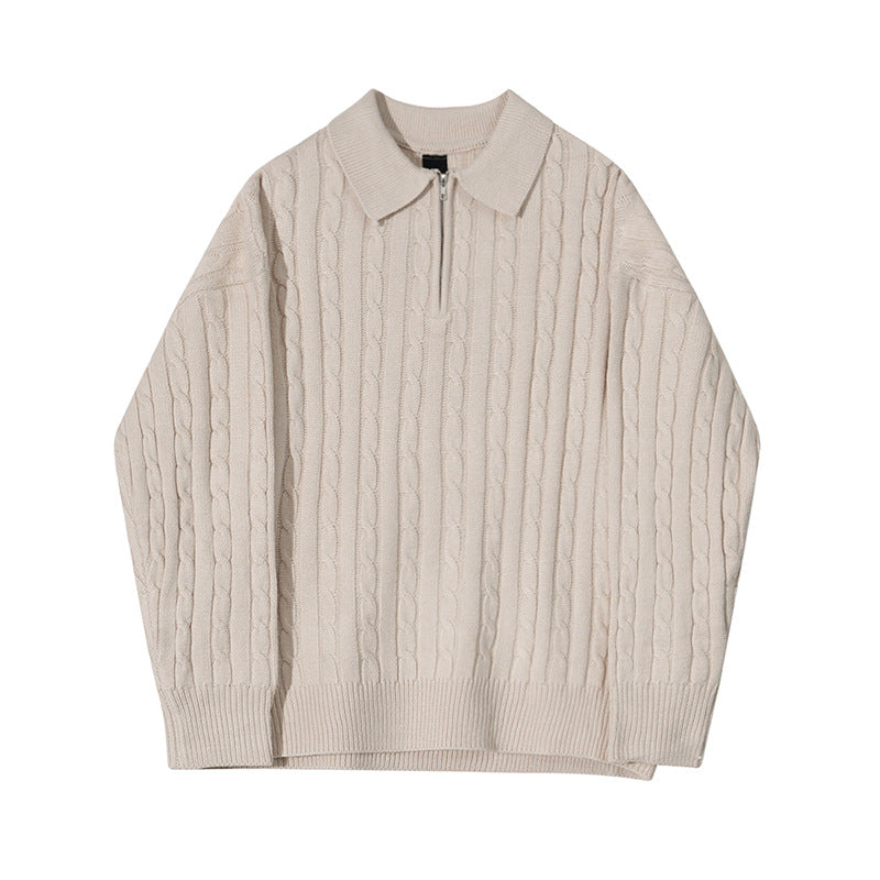 Herren-Strickpullover mit Reißverschluss und Kragen