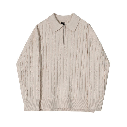 Herren-Strickpullover mit Reißverschluss und Kragen