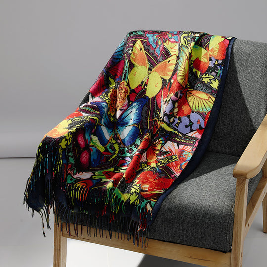 Damen-Schal mit Kunstkaschmir-Haptik und Kunstdruck, 70x180 cm
