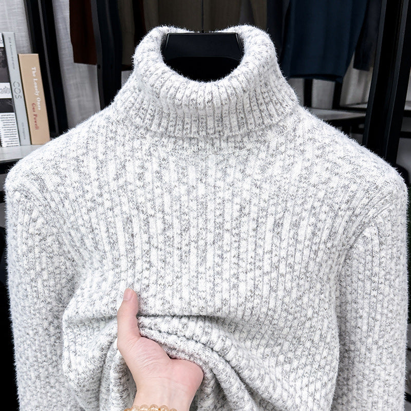 Herren-Rollkragenpullover mit Wollanteil und Futter