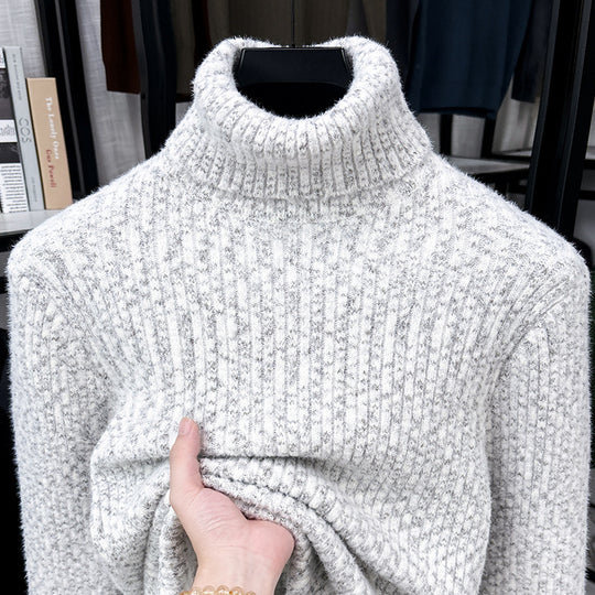 Herren-Rollkragenpullover mit Wollanteil und Futter