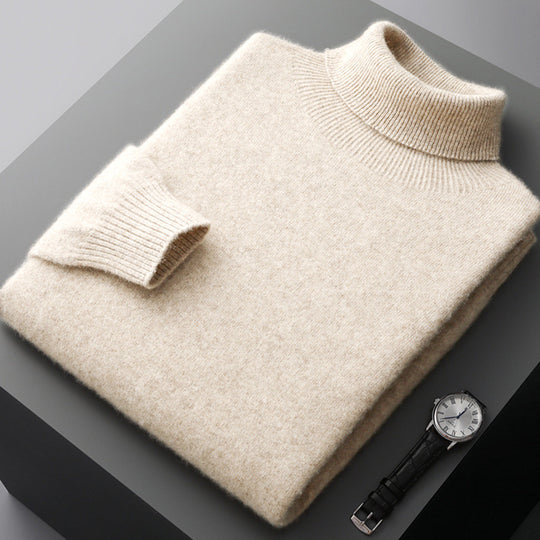 Herren-Wollpullover, Rollkragen, 350g, warm