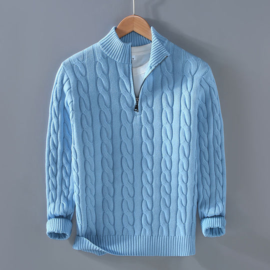 Herren-Strickpullover mit Reißverschluss und Stehkragen