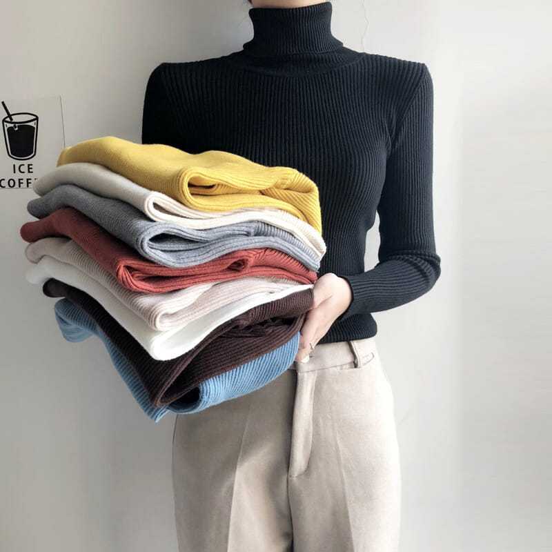 Körpernaher Damen-Rollkragenpullover