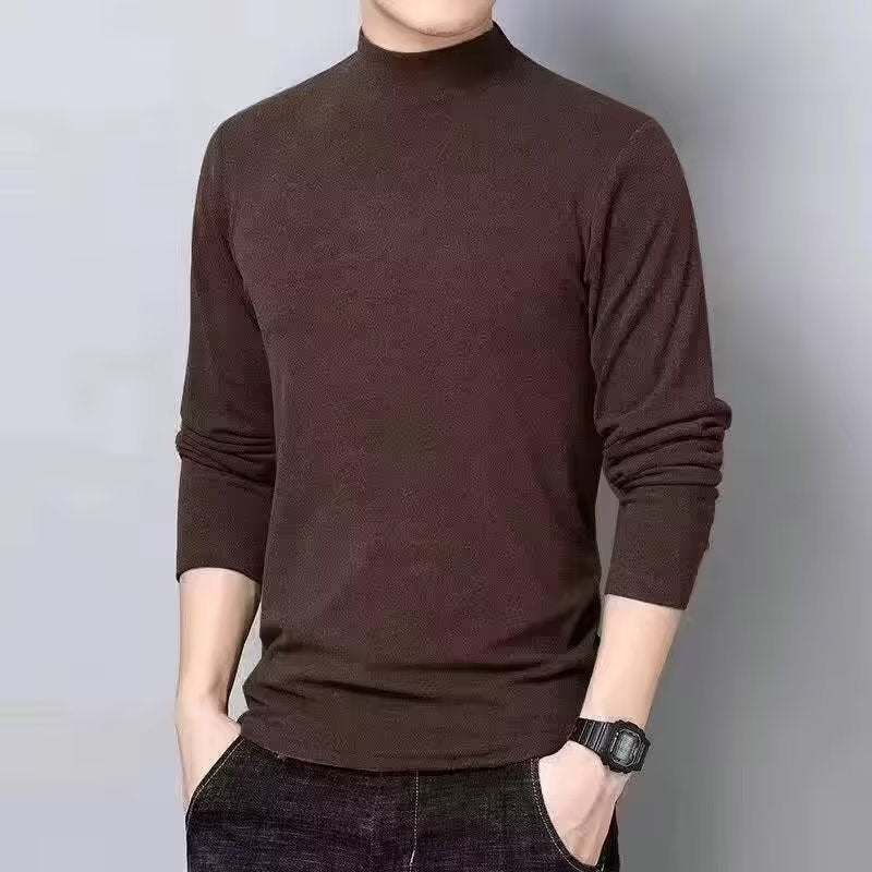 Herren-Langarmshirt mit Stehkragen, gefüttert