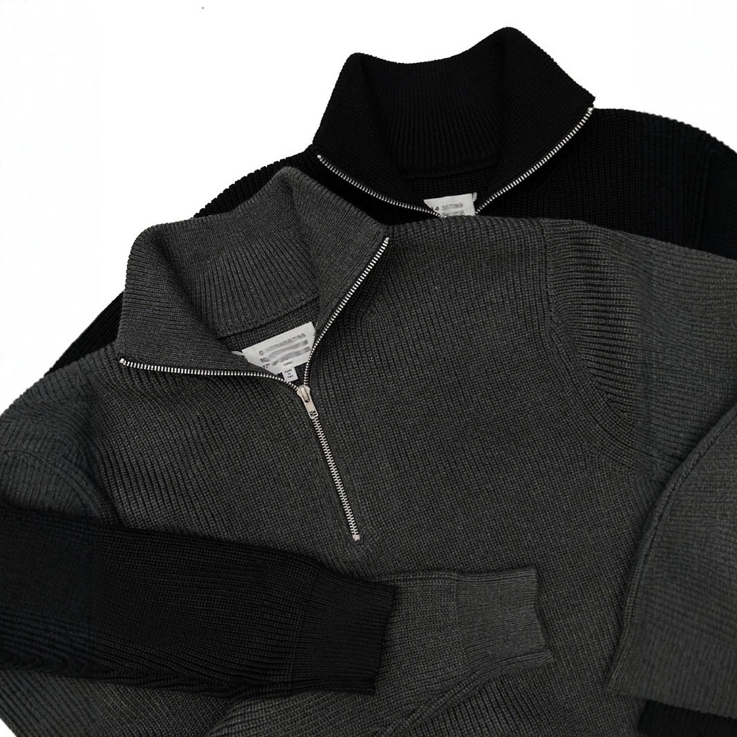 Unisex-Strickpullover mit Reißverschluss, Baumwollmischung