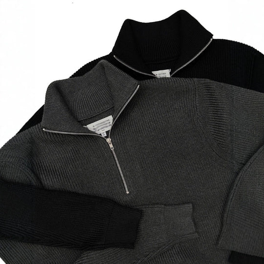 Unisex-Strickpullover mit Reißverschluss, Baumwollmischung