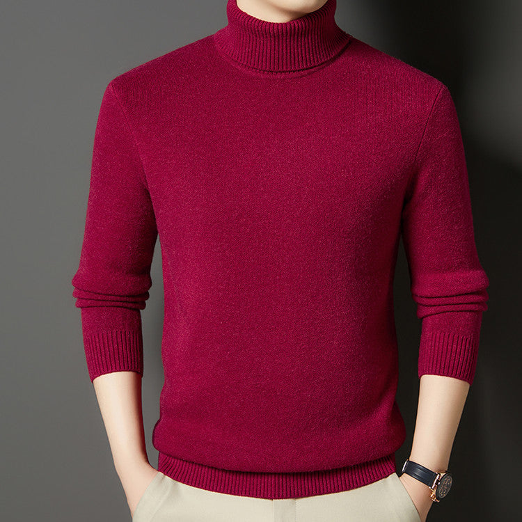 Herren-Rollkragenpullover mit Wollanteil, dick