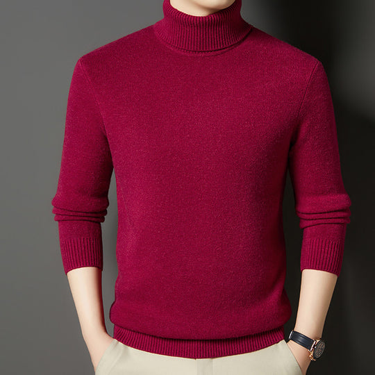 Herren-Rollkragenpullover mit Wollanteil, dick