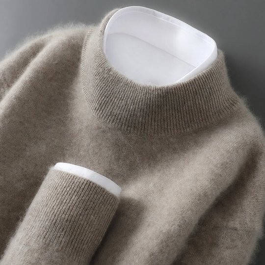 Herren-Wollpullover mit Stehkragen, 100% Wolle