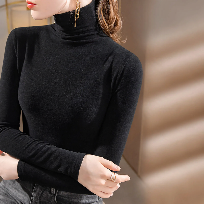 Damen-Langarmshirt, gefüttert, mit Rundhalsausschnitt