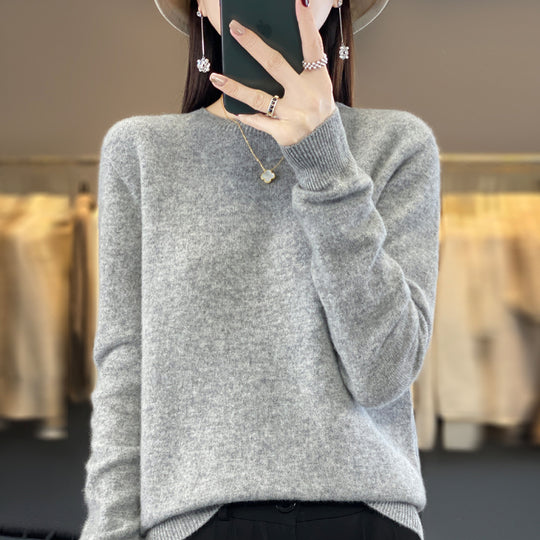 Damen Strickpullover, nahtlos, Rundhalsausschnitt