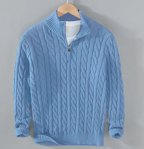 Herren-Strickpullover mit Reißverschluss und Stehkragen
