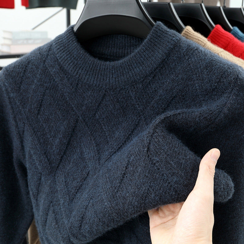 Herren-Wollpullover, Stehkragen, warm, große Größen
