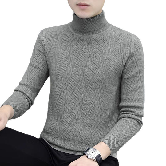 Herren-Strickpullover mit Zopfmuster und Rollkragen