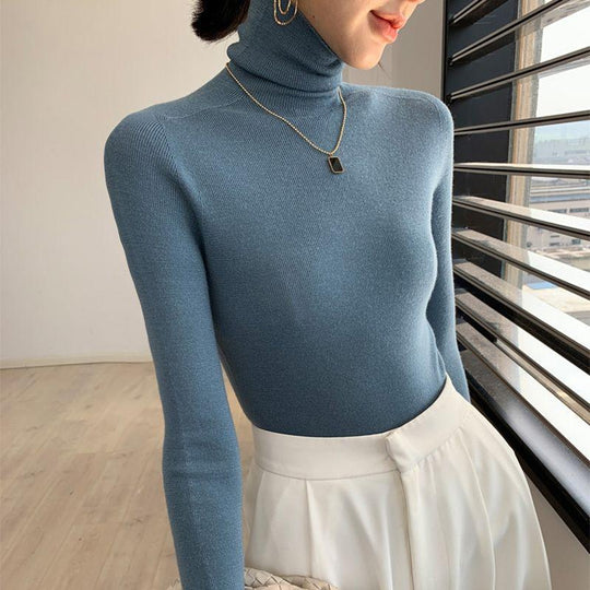 Körpernaher Rollkragen-Pullover, verschiedene Farben
