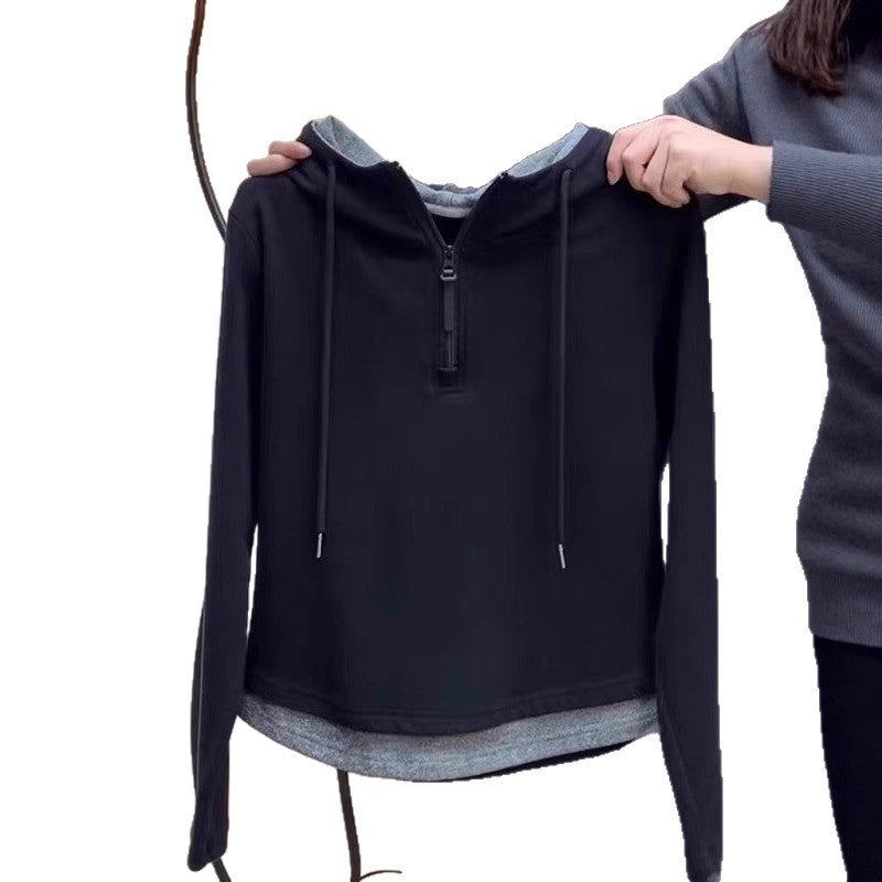 Damen Kapuzen-Sweatshirt in Lagen-Optik