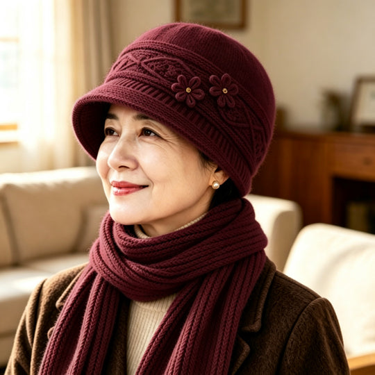 Strickmütze und Schal Set für Damen